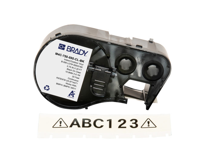 Imágen de Brady Negro sobre transparente Vinilo Transferencia térmica M4C-750-595-CL-BK Etiquetas para todo tipo de clima (Imagen principal del producto)