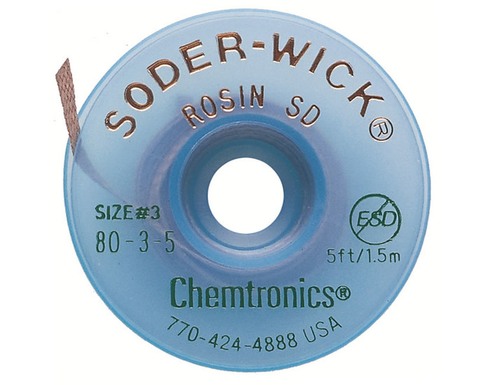 Imágen de Chemtronics Soder-Wick - 80-3-5 Trenza de desoldadura de revestimiento de fundente de colofonia (Imagen principal del producto)
