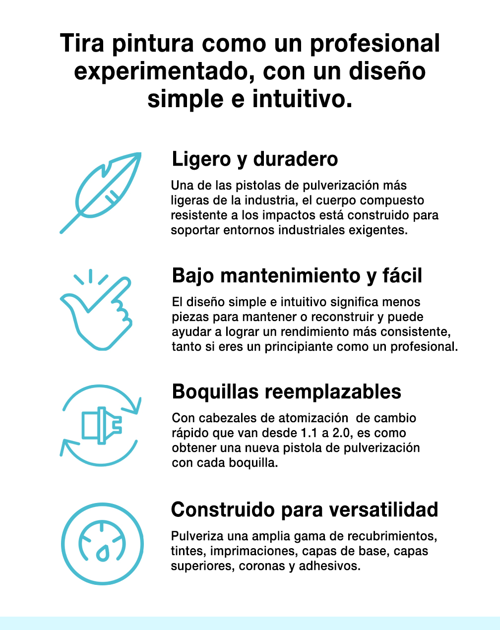 Tira pintura como un profesional experimentado, con un diseño simple e intuitivo.