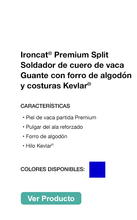 Ironcat® Premium Split Soldador de cuero de vaca Guante con forro de algodón y costuras Kevlar®