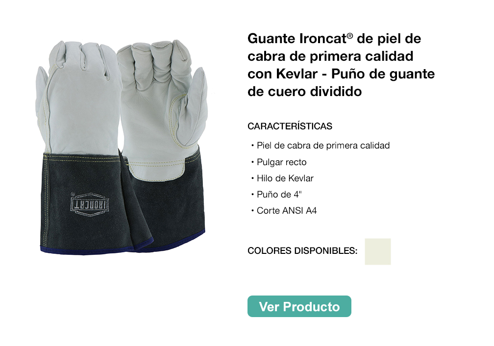 Guante Ironcat® de piel de cabra de primera calidad 
con Kevlar - Puño de guante 
de cuero dividido