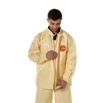DuPont Tychem Conjunto de overol (tipo peto) y chamarra 6000 SFR FS750TLT4X000400 - tamaño 4X - Tychem 6000 SFR - Tostado suave
